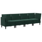 vidaXL Súprava nábytku do obývačky s vankúšom 4 pcs Tmavozelená Zamat – Obrázok 2