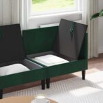 vidaXL Súprava nábytku do obývačky s vankúšom 4 pcs Tmavozelená Zamat – Obrázok 3