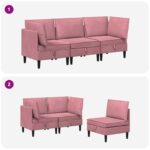 vidaXL Súprava nábytku do obývačky s vankúšom 3 pcs Ružová Zamat – Obrázok 10