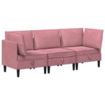 vidaXL Súprava nábytku do obývačky s vankúšom 3 pcs Ružová Zamat – Obrázok 2