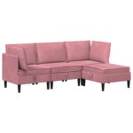vidaXL Súprava nábytku do obývačky s vankúšom 4 pcs Ružová Zamat – Obrázok 2