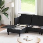 vidaXL Súprava nábytku do obývačky s vankúšom 5 pcs Čierna Zamat – Obrázok 3