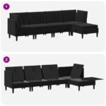 vidaXL Súprava nábytku do obývačky s vankúšom 5 pcs Čierna Zamat – Obrázok 8