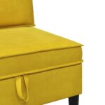vidaXL Súprava nábytku do obývačky s vankúšom 4 pcs Žltá Zamat – Obrázok 9