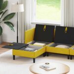 vidaXL Súprava nábytku do obývačky s vankúšom 5 pcs Žltá Zamat – Obrázok 3