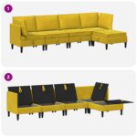 vidaXL Súprava nábytku do obývačky s vankúšom 5 pcs Žltá Zamat – Obrázok 8