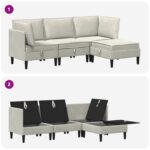 vidaXL Súprava nábytku do obývačky s vankúšom 4 pcs Krémová Zamat – Obrázok 10