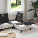 vidaXL Súprava nábytku do obývačky s vankúšom 4 pcs Krémová Zamat – Obrázok 3
