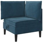 vidaXL Súprava nábytku do obývačky s vankúšom 4 pcs Modrá Zamat – Obrázok 4