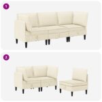 vidaXL Súprava nábytku do obývačky 3 pcs Krémová Látka – Obrázok 10