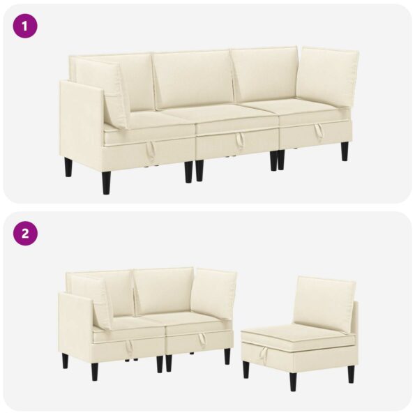 vidaXL Súprava nábytku do obývačky 3 pcs Krémová Látka – Obrázok 10