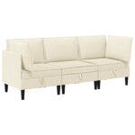 vidaXL Súprava nábytku do obývačky 3 pcs Krémová Látka – Obrázok 2