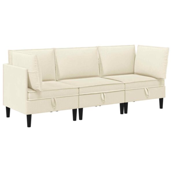 vidaXL Súprava nábytku do obývačky 3 pcs Krémová Látka – Obrázok 2