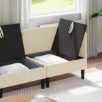 vidaXL Súprava nábytku do obývačky 3 pcs Krémová Látka – Obrázok 3
