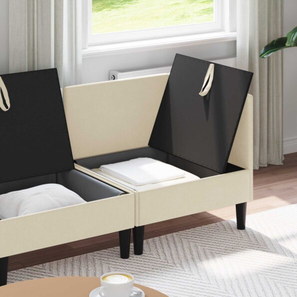 vidaXL Súprava nábytku do obývačky 3 pcs Krémová Látka – Obrázok 3