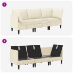 vidaXL Súprava nábytku do obývačky 3 pcs Krémová Látka – Obrázok 9