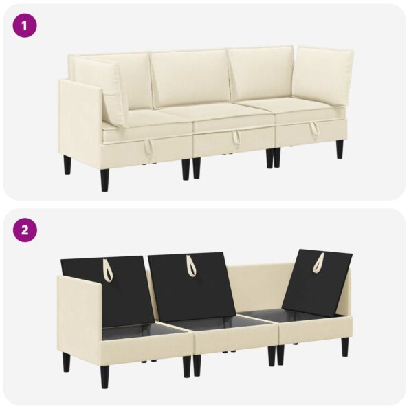 vidaXL Súprava nábytku do obývačky 3 pcs Krémová Látka – Obrázok 9