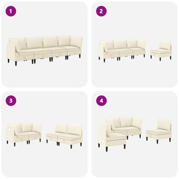 vidaXL Súprava nábytku do obývačky 4 pcs Krémová Látka – Obrázok 10