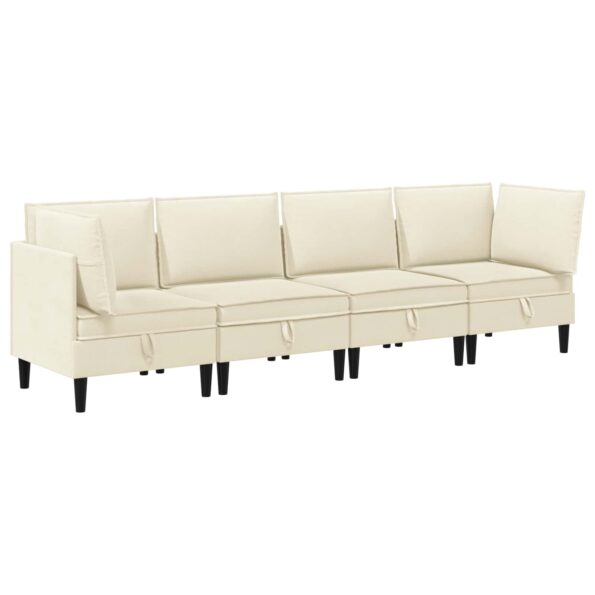 vidaXL Súprava nábytku do obývačky 4 pcs Krémová Látka – Obrázok 2