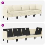 vidaXL Súprava nábytku do obývačky 4 pcs Krémová Látka – Obrázok 9