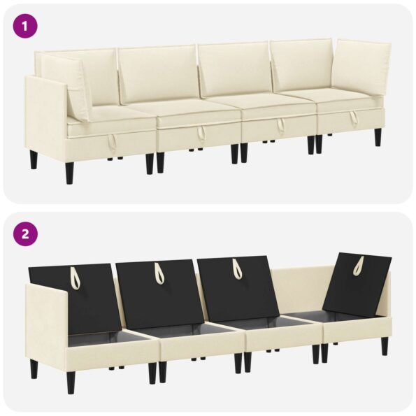 vidaXL Súprava nábytku do obývačky 4 pcs Krémová Látka – Obrázok 9