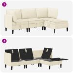 vidaXL Súprava nábytku do obývačky 4 pcs Krémová Látka – Obrázok 10