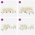 vidaXL Súprava nábytku do obývačky 4 pcs Krémová Látka – Obrázok 11