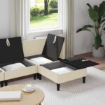 vidaXL Súprava nábytku do obývačky 4 pcs Krémová Látka – Obrázok 3