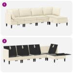 vidaXL Súprava nábytku do obývačky 5 pcs Krémová Látka – Obrázok 8