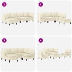 vidaXL Súprava nábytku do obývačky 5 pcs Krémová Látka – Obrázok 9