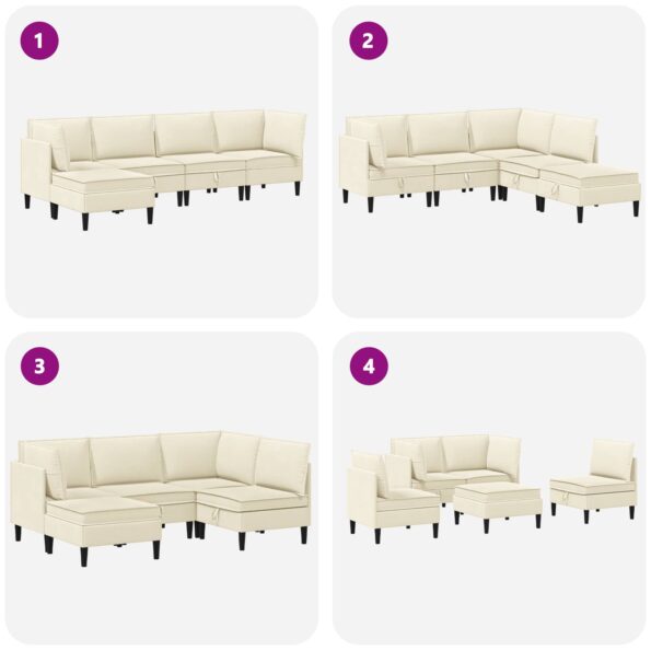 vidaXL Súprava nábytku do obývačky 5 pcs Krémová Látka – Obrázok 9
