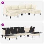 vidaXL Súprava nábytku do obývačky 6 pcs Krémová Látka – Obrázok 8