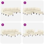 vidaXL Súprava nábytku do obývačky 6 pcs Krémová Látka – Obrázok 9