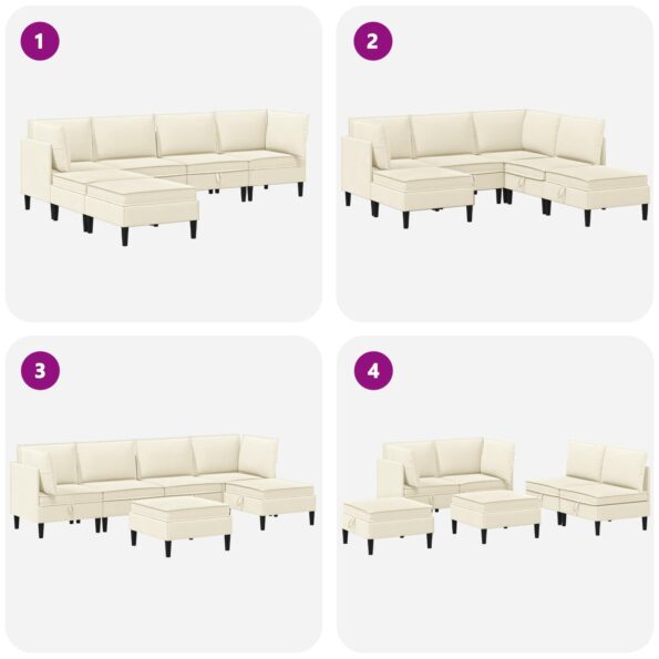 vidaXL Súprava nábytku do obývačky 6 pcs Krémová Látka – Obrázok 9