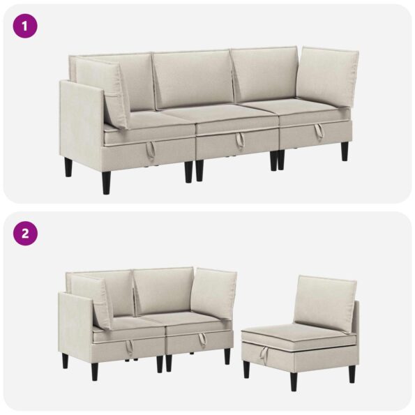 vidaXL Súprava nábytku do obývačky 3 pcs Ovsená Látka – Obrázok 10