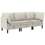 vidaXL Súprava nábytku do obývačky 3 pcs Ovsená Látka – Obrázok 2