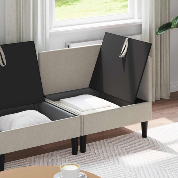 vidaXL Súprava nábytku do obývačky 3 pcs Ovsená Látka – Obrázok 3