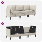 vidaXL Súprava nábytku do obývačky 3 pcs Ovsená Látka – Obrázok 9