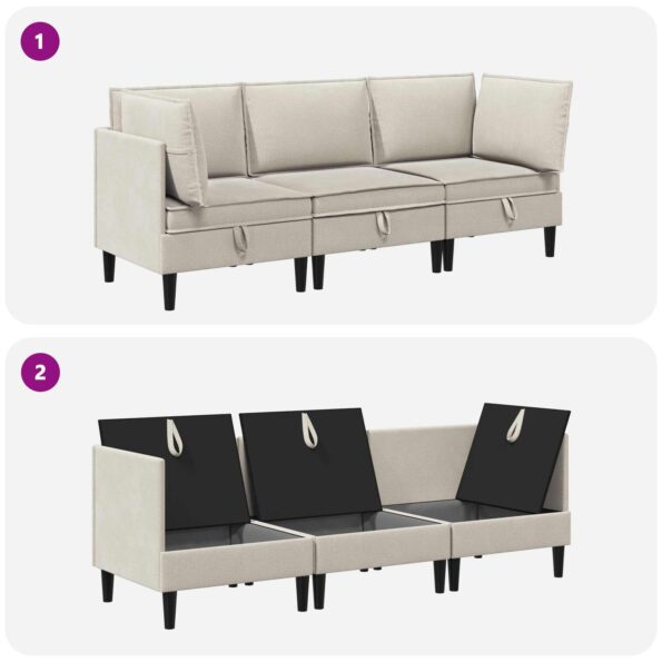 vidaXL Súprava nábytku do obývačky 3 pcs Ovsená Látka – Obrázok 9