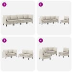 vidaXL Súprava nábytku do obývačky 4 pcs Ovsená Látka – Obrázok 10