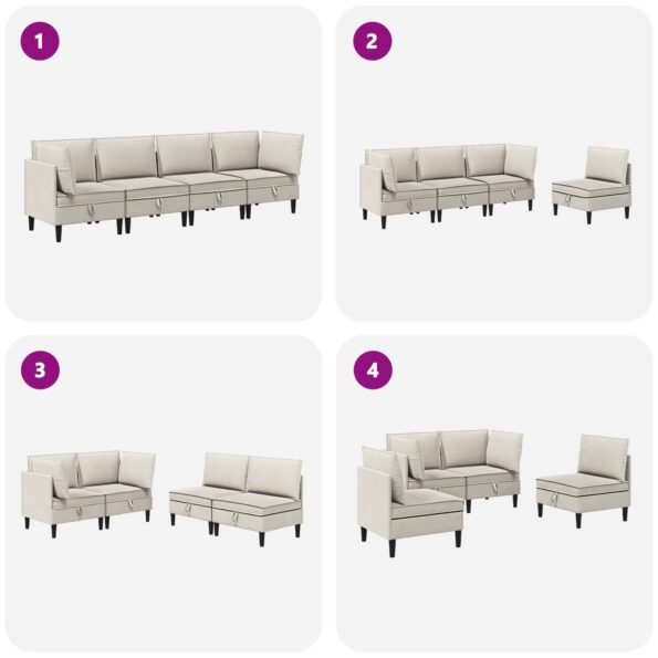 vidaXL Súprava nábytku do obývačky 4 pcs Ovsená Látka – Obrázok 10
