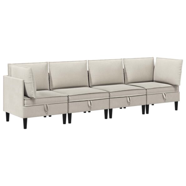 vidaXL Súprava nábytku do obývačky 4 pcs Ovsená Látka – Obrázok 2