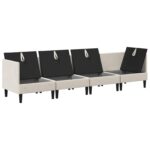 vidaXL Súprava nábytku do obývačky 4 pcs Ovsená Látka – Obrázok 6