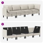 vidaXL Súprava nábytku do obývačky 4 pcs Ovsená Látka – Obrázok 9
