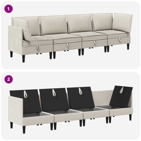 vidaXL Súprava nábytku do obývačky 4 pcs Ovsená Látka – Obrázok 9