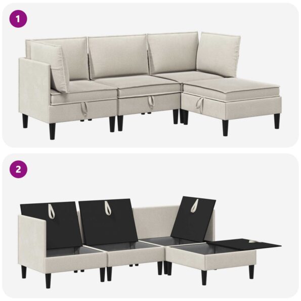 vidaXL Súprava nábytku do obývačky 4 pcs Ovsená Látka – Obrázok 10