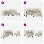 vidaXL Súprava nábytku do obývačky 4 pcs Ovsená Látka – Obrázok 11