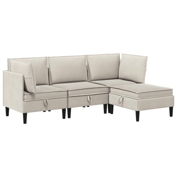 vidaXL Súprava nábytku do obývačky 4 pcs Ovsená Látka – Obrázok 2