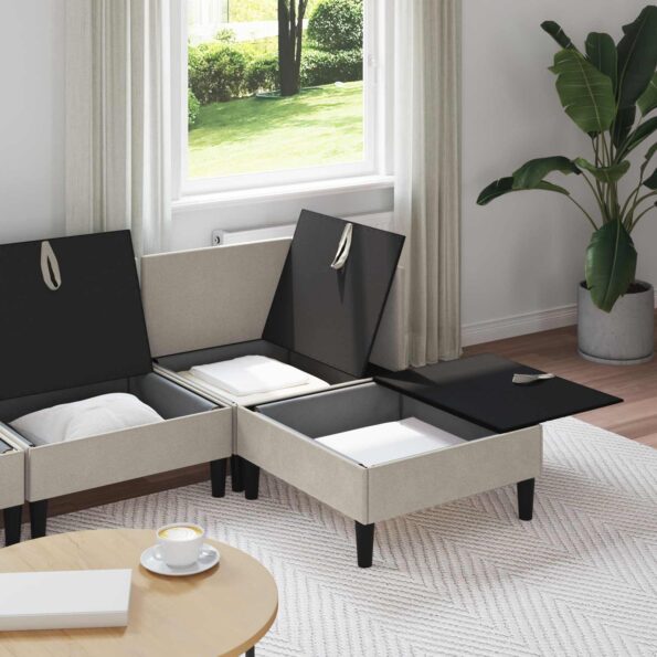 vidaXL Súprava nábytku do obývačky 4 pcs Ovsená Látka – Obrázok 3