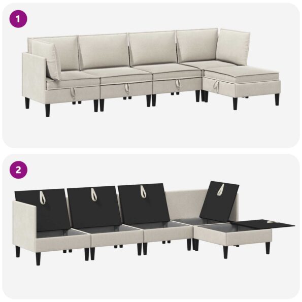 vidaXL Súprava nábytku do obývačky 5 pcs Ovsená Látka – Obrázok 8